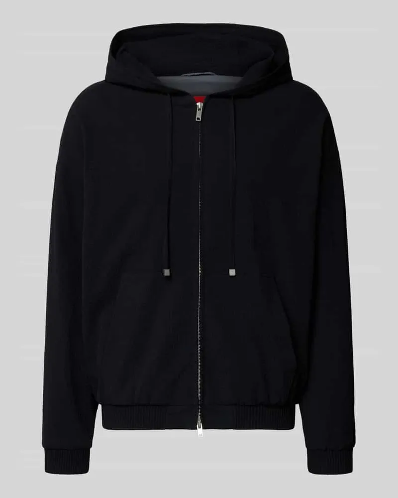 HUGO BOSS Relaxed Fit Sweatjacke aus reiner Baumwolle Modell 'Hootailored262X Black