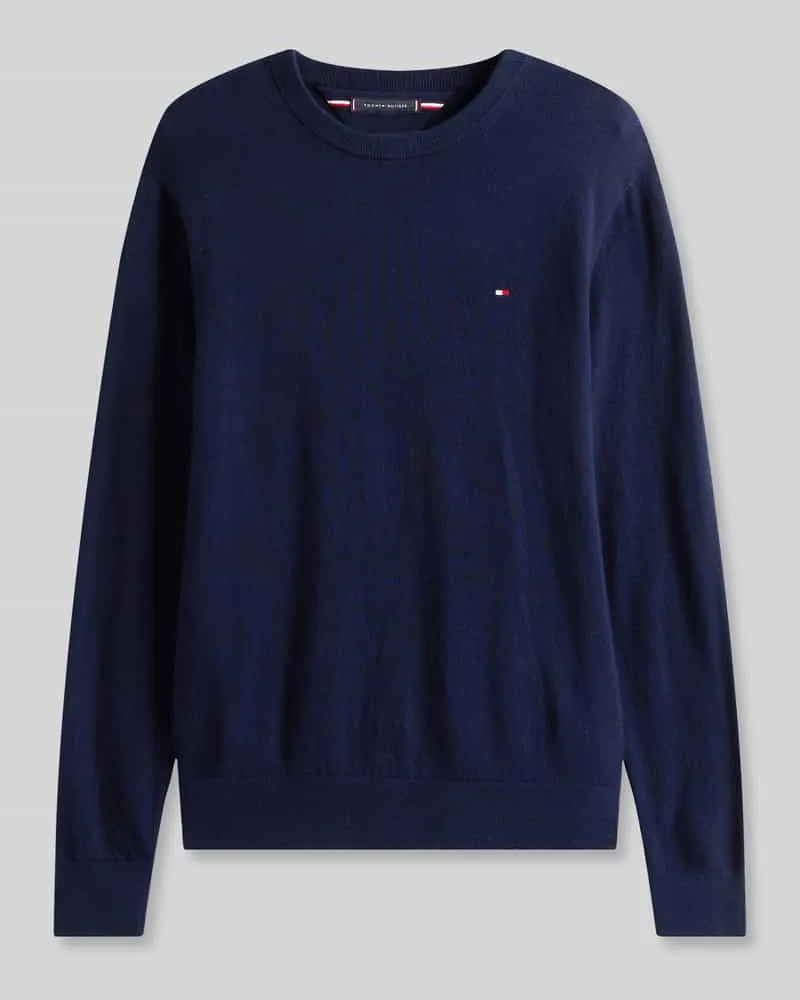 Tommy Hilfiger Regular Fit Pullover aus Baumwoll-Kaschmir-Mix Marine