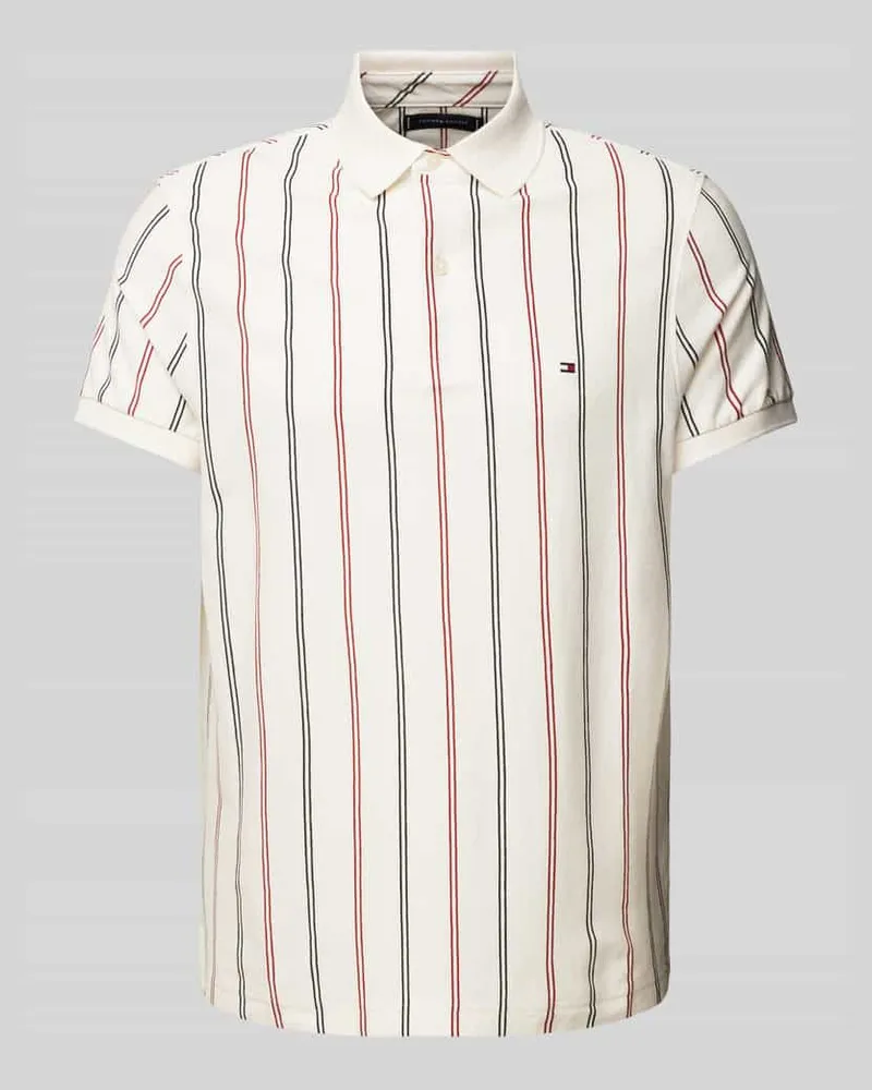 Tommy Hilfiger Regular Fit Poloshirt mit Logo-Stitching Offwhite