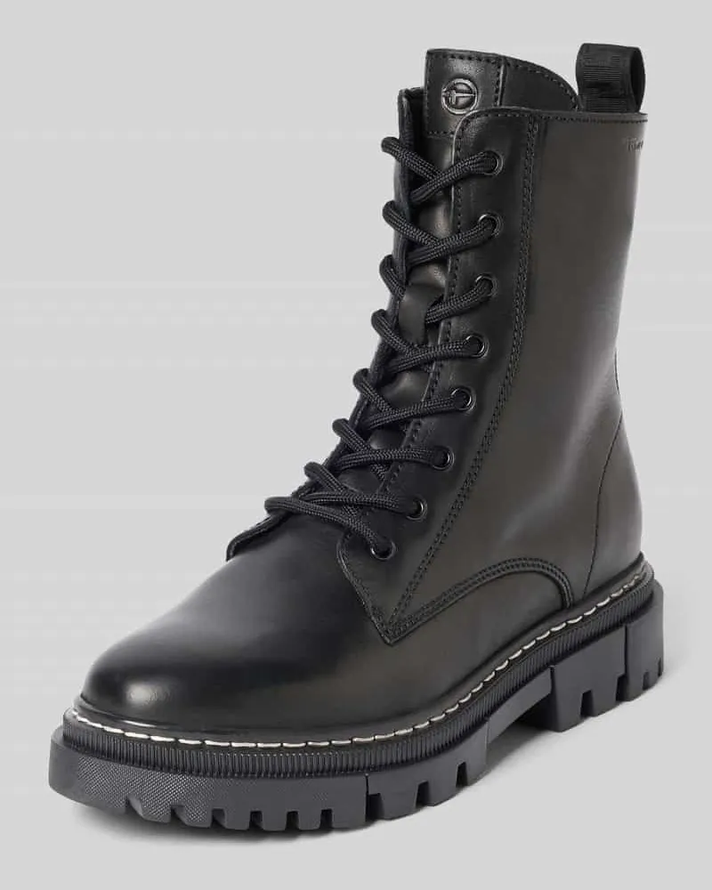Tamaris Schnürstiefel aus echtem Rindsleder Black