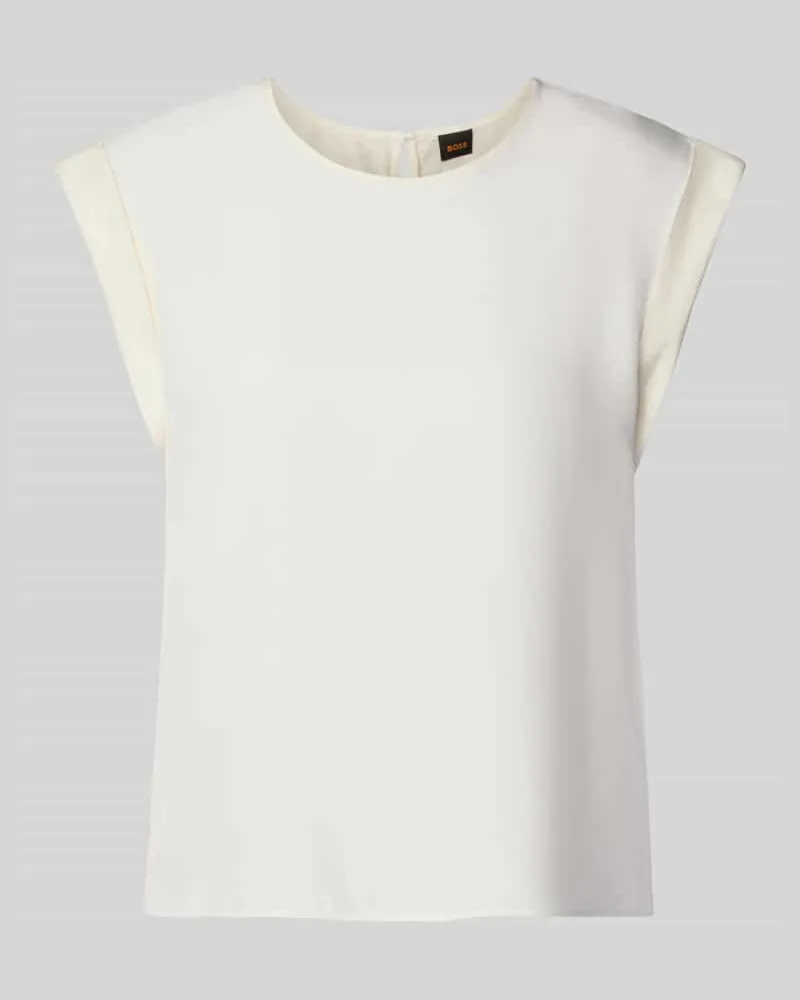 HUGO BOSS Regular Fit Blusentop aus Cupro-Viskose-Mix Modell 'IRNETTE Weiss