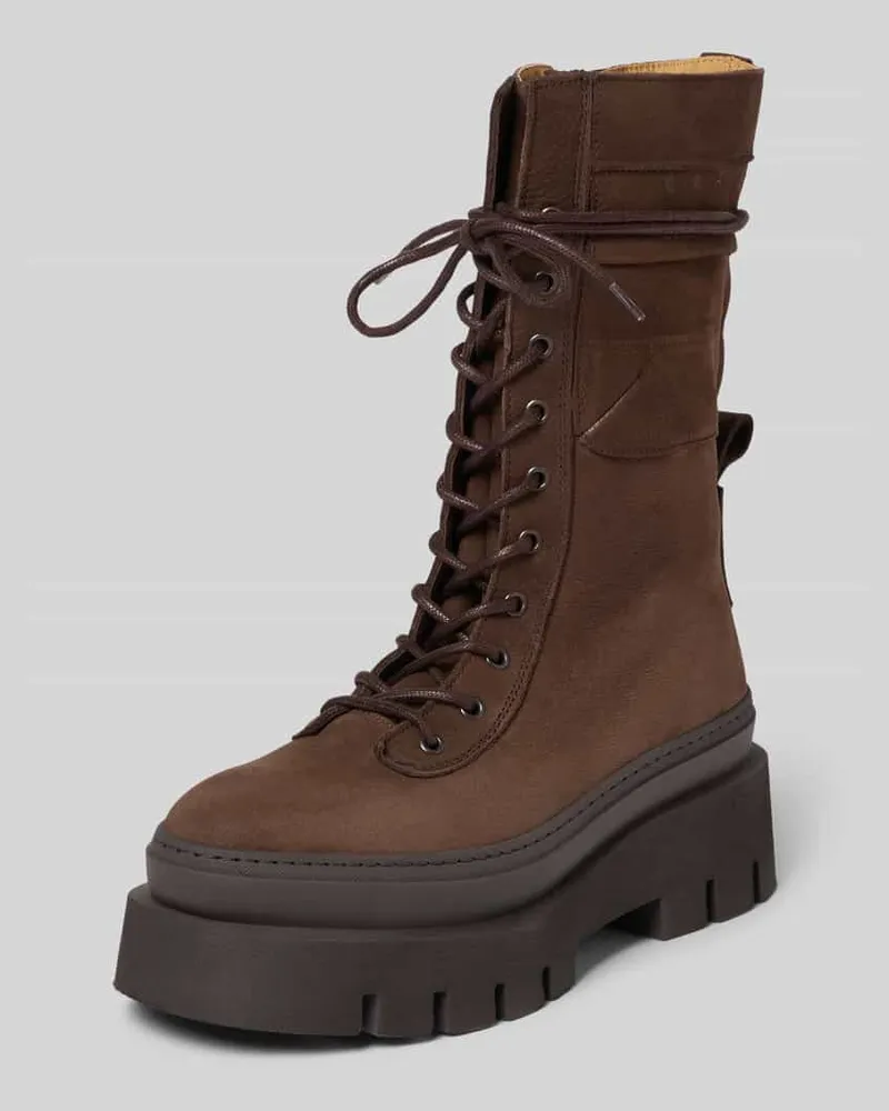 Copenhagen Stiefel aus echtem Leder mit Schnürverschluss Dunkelbraun