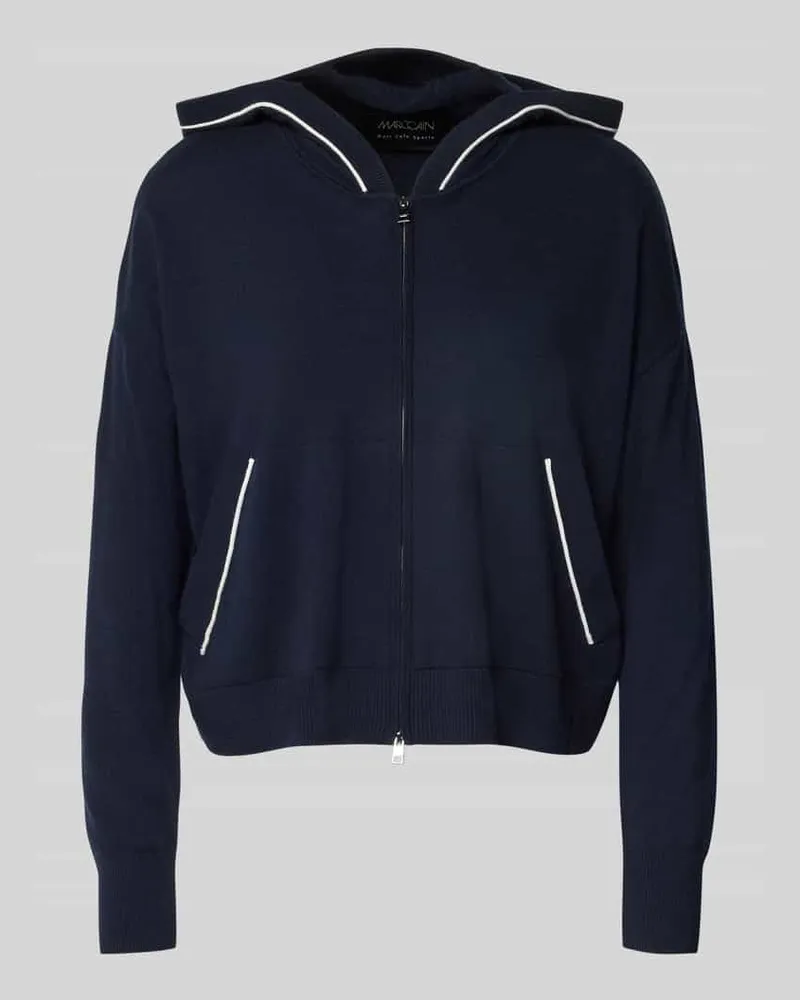 Marc Cain Strickjacke aus Woll-Mix mit Kaschmir-Anteil Marine