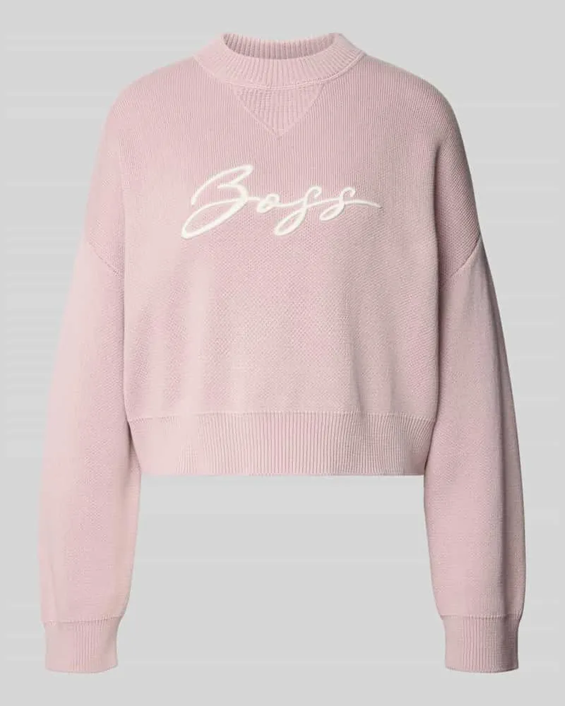 HUGO BOSS Relaxed Fit Strickpullover aus reiner Baumwolle Modell 'FINEVRA Rosa