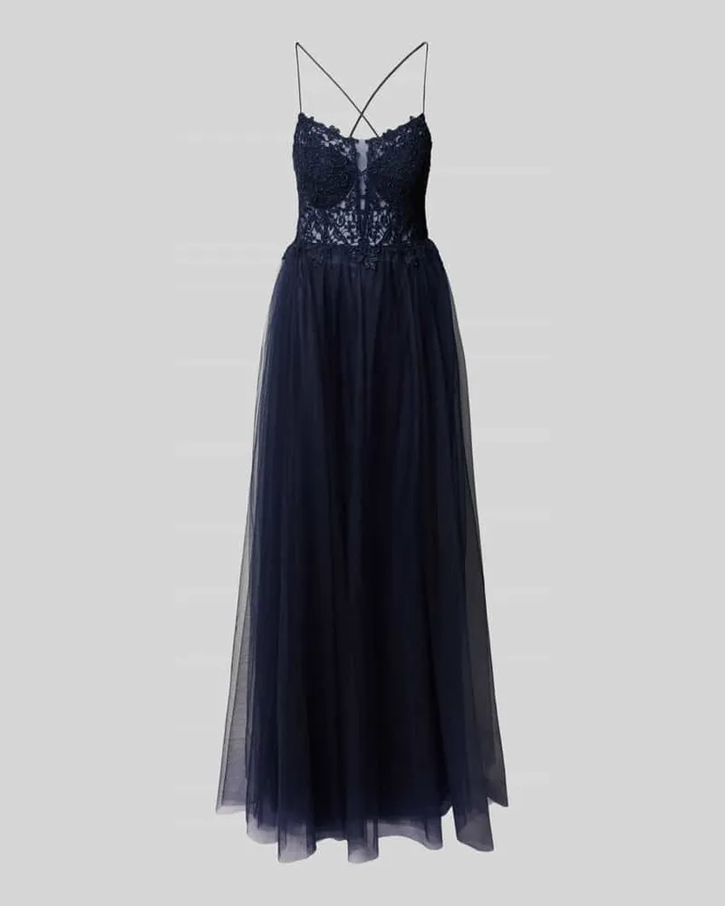 Vera Mont Abendkleid mit Spitzenbesatz Marine