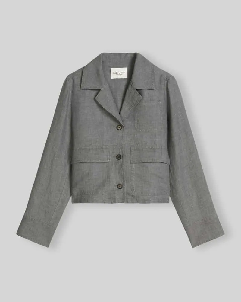 Marc O'Polo Relaxed Fit Jacke aus reinem Leinen Mittelgrau