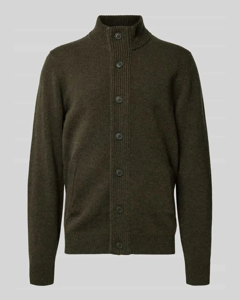 Barbour Regular Fit Strickjacke aus echter Wolle Dunkelgruen