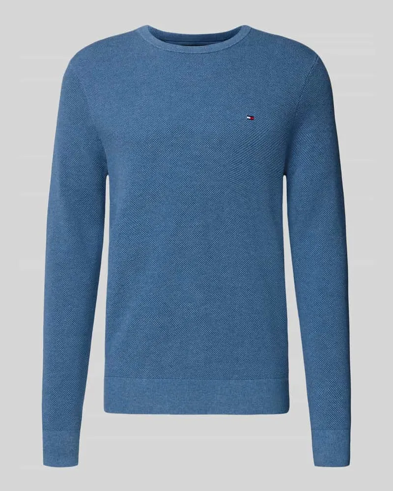 Tommy Hilfiger Regular Fit Strickpullover aus reiner Baumwolle Petrol