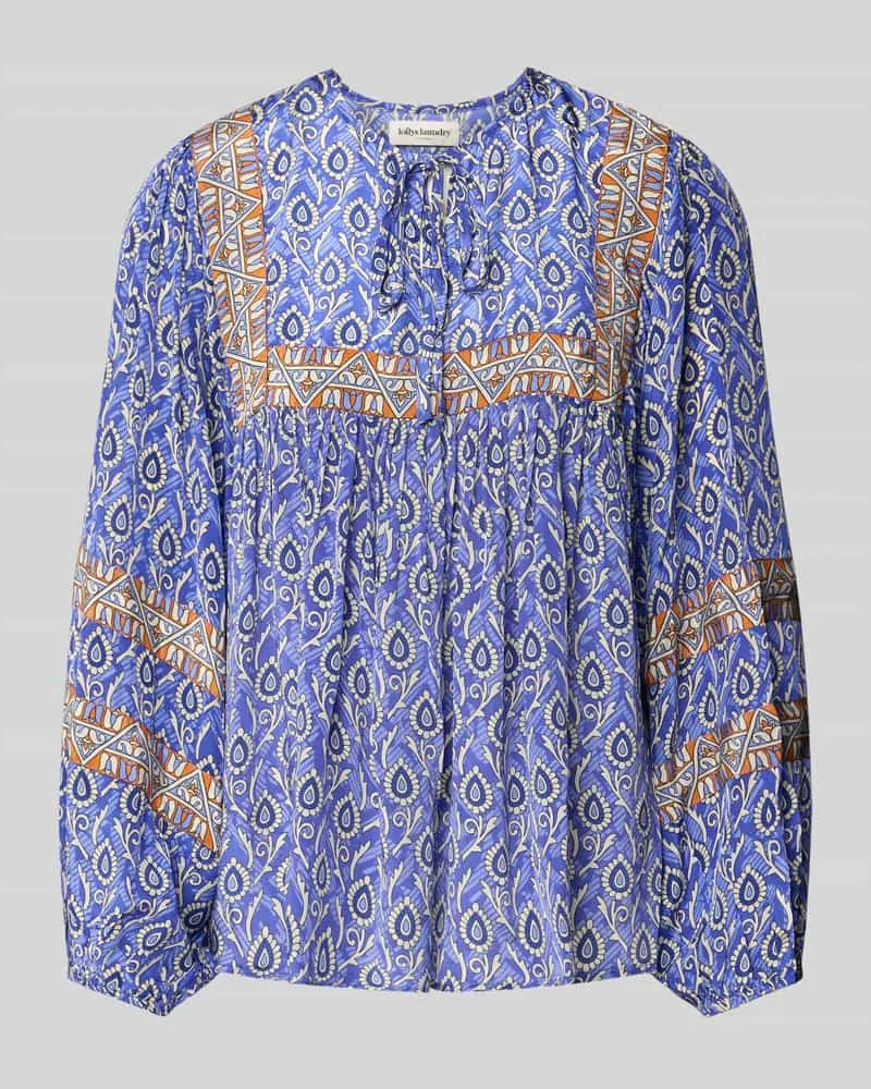 Lollys Laundry Relaxed Fit Bluse aus Viskose mit Schnürung Modell 'Teel Royal
