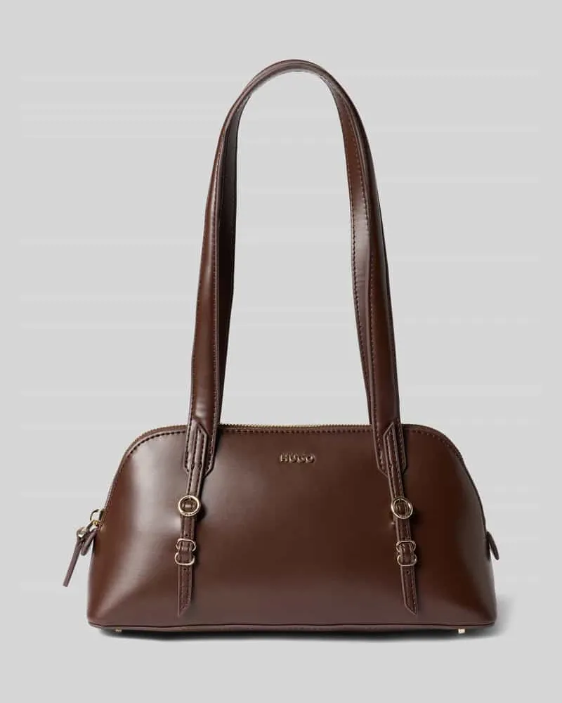 HUGO BOSS Henkeltasche mit Label-Applikation Modell 'SYNDRA_DUFFLE Dunkelbraun