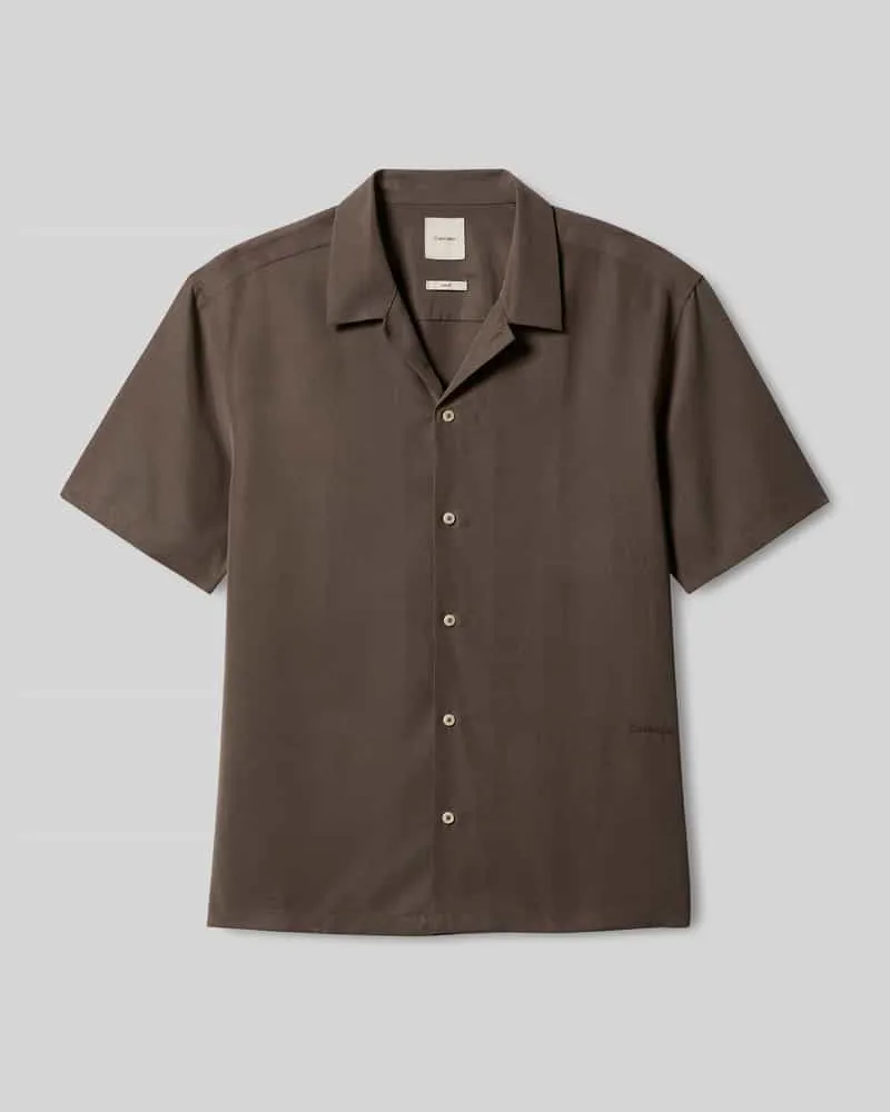 Calvin Klein Freizeithemd mit Reverskragen Mittelbraun