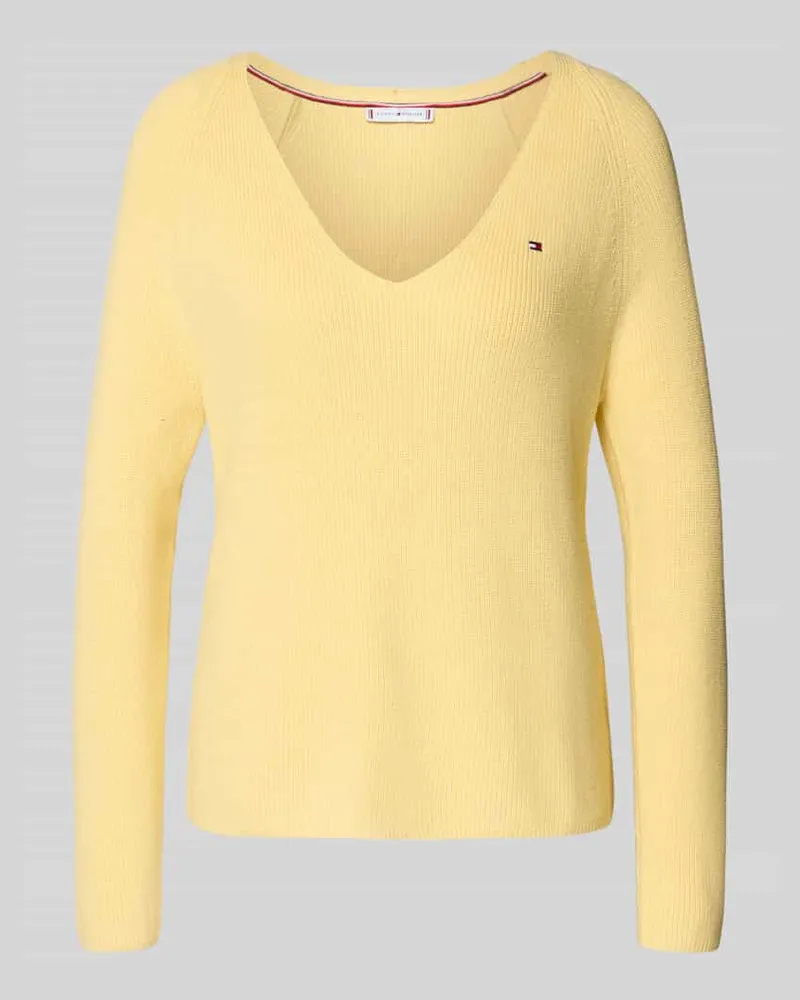 Tommy Hilfiger Regular Fit Strickpullover aus reiner Baumwolle Hellgelb