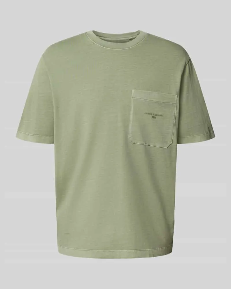 Armani Exchange Relaxed Fit T-Shirt aus reiner Baumwolle mit Brusttasche Mint