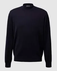 Maerz Pullover aus Merinowolle mit Stehkragen Marine