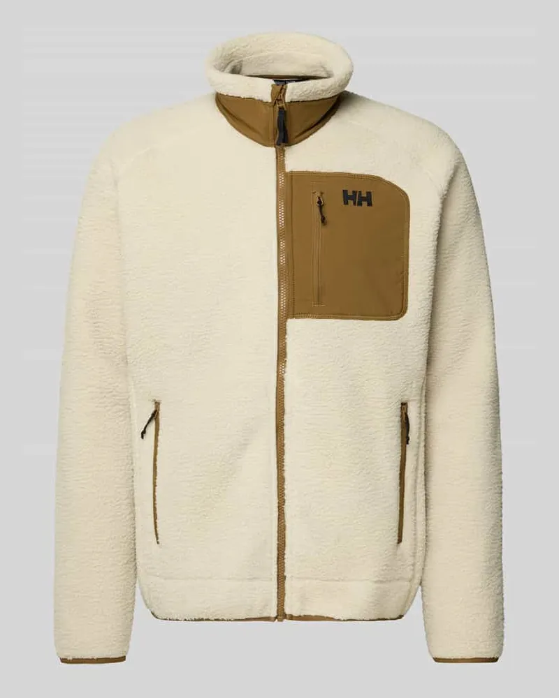 Helly Hansen Fleecejacke mit Label-Stitching und Brusttasche Offwhite