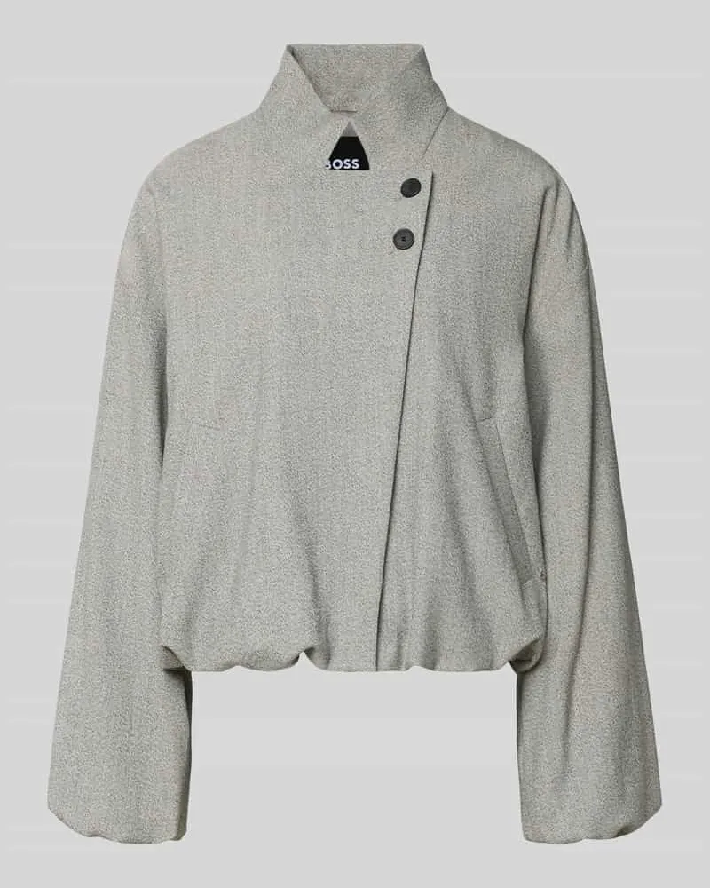 HUGO BOSS Boxy Fit Kurzblazer mit Woll-Anteil Modell 'JAVATA Hellgrau