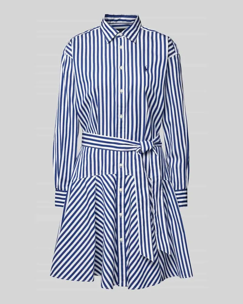 Ralph Lauren Knielanges Hemdblusenkleid mit Bindegürtel Blau