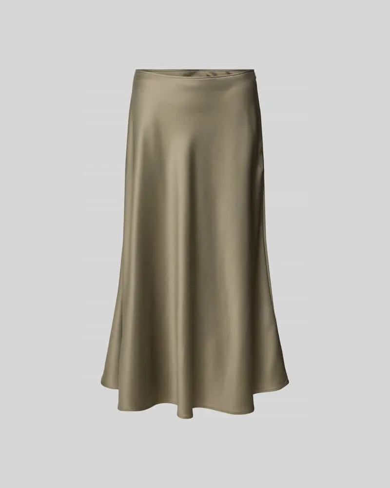 Juvia Midirock aus Satin mit Reißverschluss Oliv