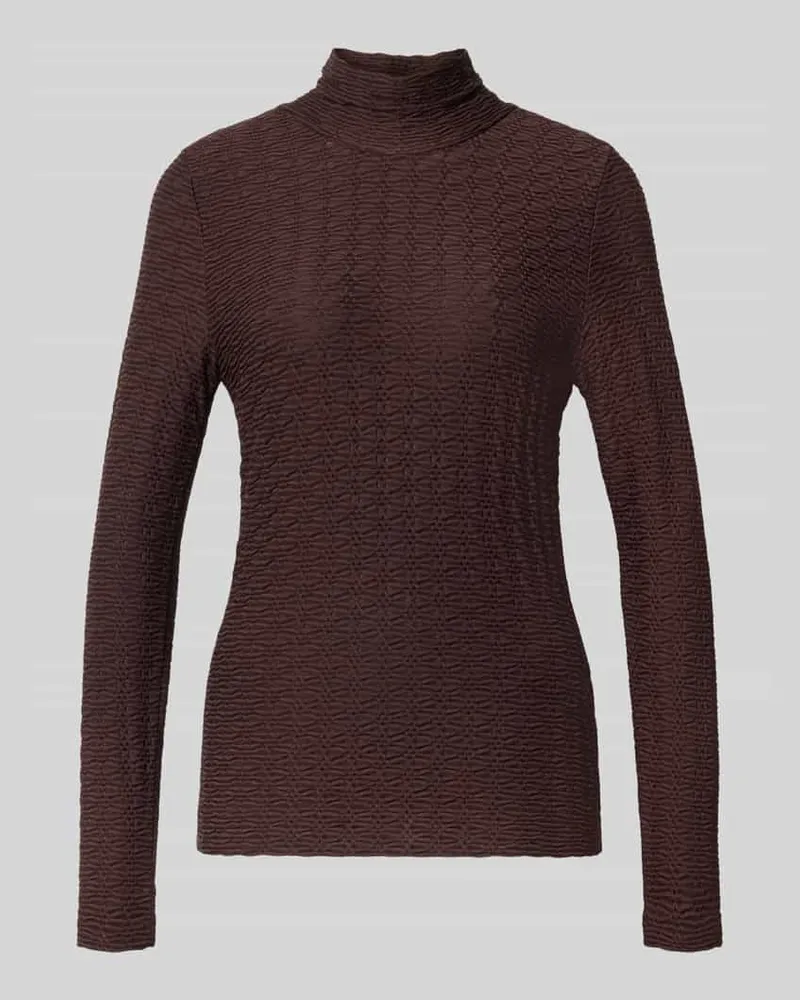 Marc Cain Skinny Fit Longsleeve aus Viskose-Mix Dunkelbraun