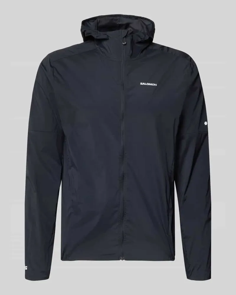 Salomon Windbreaker mit Kapuze und Logo Black