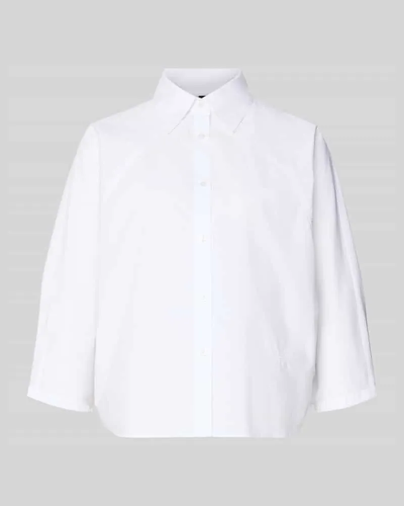 HUGO BOSS Oversized Hemdbluse aus reiner Baumwolle Modell 'BELENTA Weiss