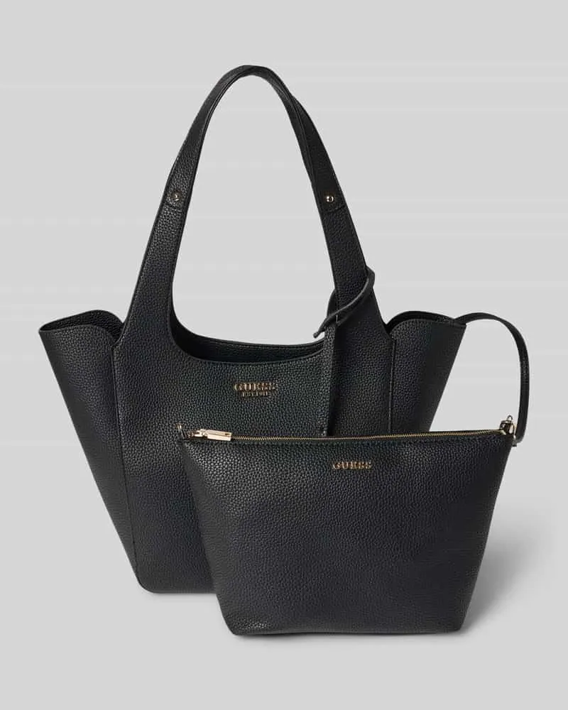 Guess Tote Bag in Leder-Optik mit Logo-Applikation Modell 'Calista Black