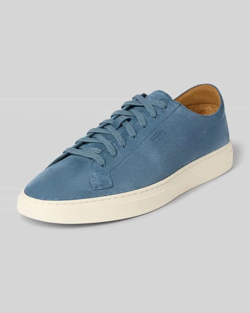 HUGO BOSS Low Top Sneaker aus reinem Rindnubuk Modell 'Kieran_Tenn_wcsd Hellblau