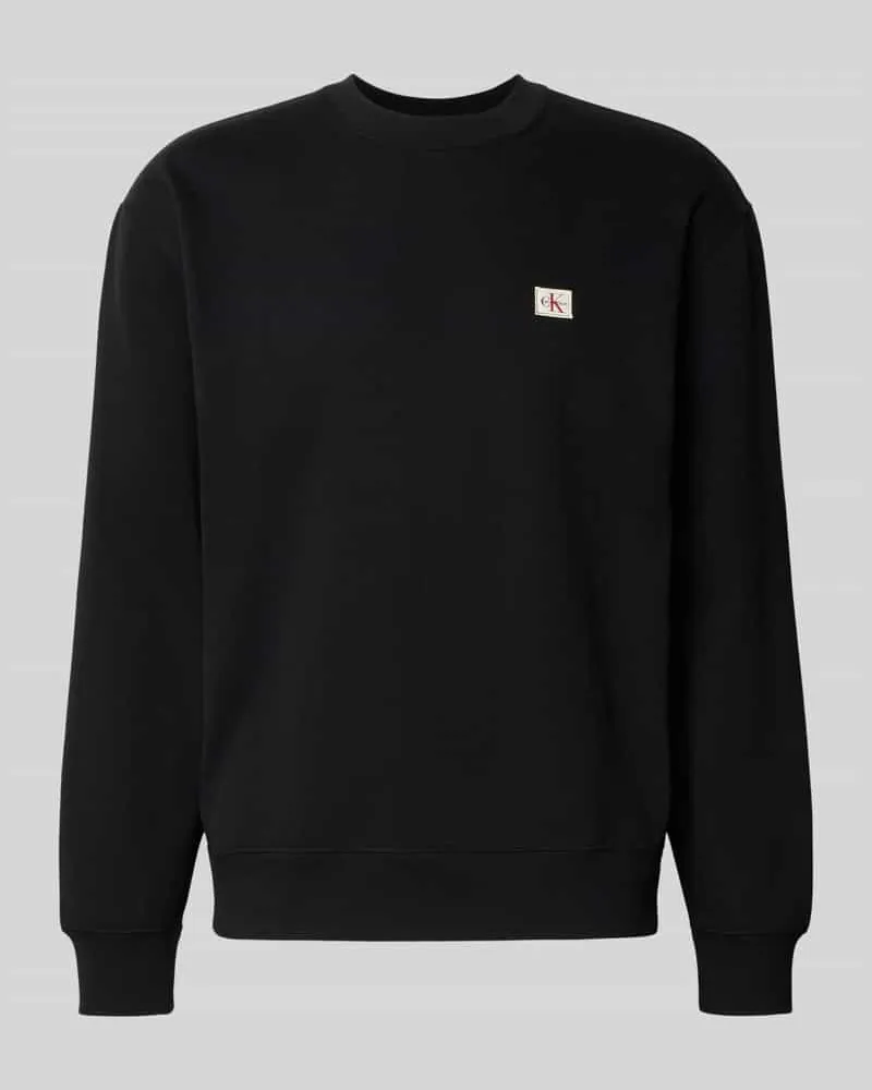 Calvin Klein Regular Fit Sweatshirt mit Logo-Patch Modell 'Terry Black