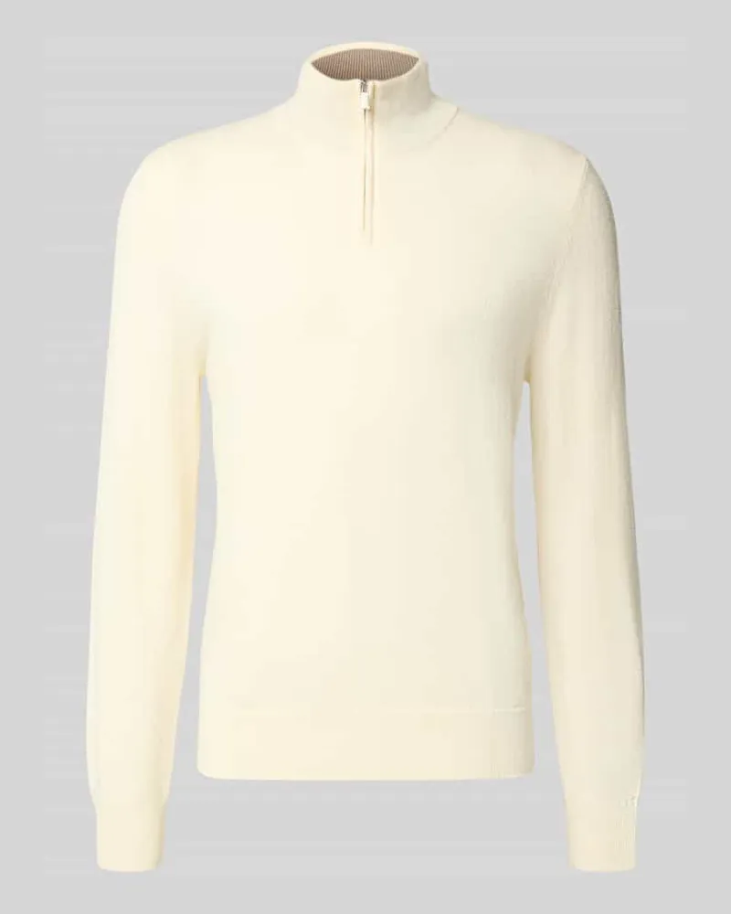 HUGO BOSS Regular Fit Pullover aus Schurwoll-Kaschmir-Mix Modell 'H-Hemarlo Offwhite
