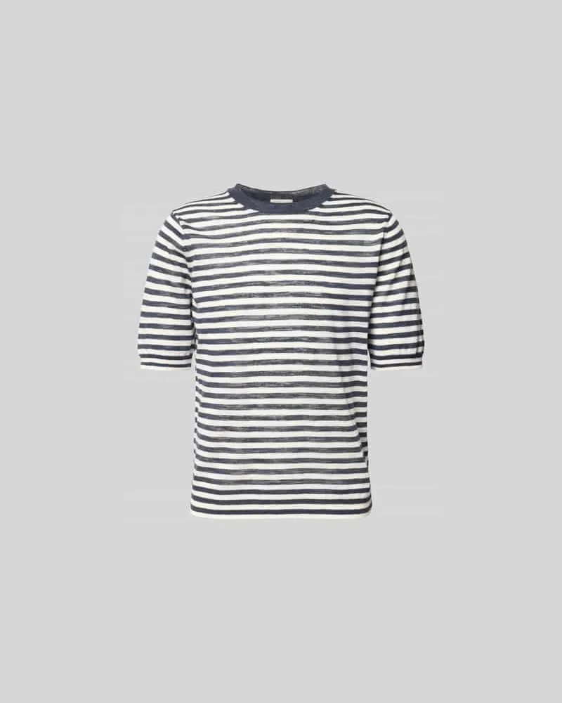 Closed Regular Fit T-Shirt aus Leinen-Mix Dunkelblau