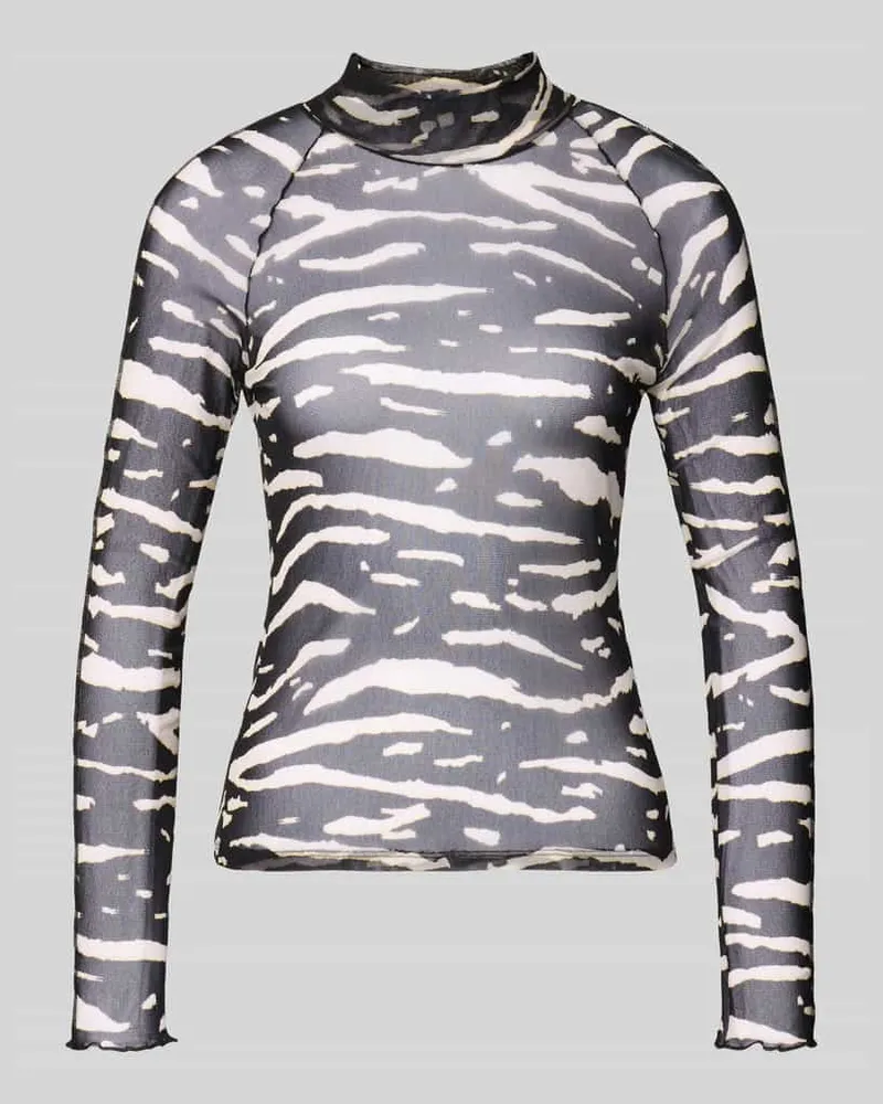 Marc Cain Longsleeve aus Mesh mit Stehkragen Black