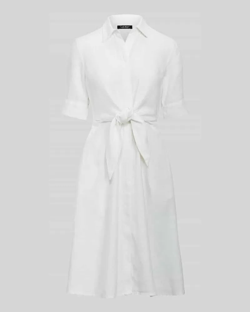 Ralph Lauren Körpernahes Blusenkleid aus reinem Leinen Weiss