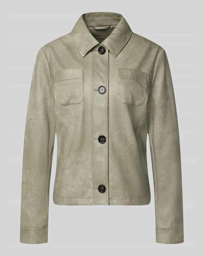 AMBER & JUNE Regular Fit Jacke in Leder-Optik Hellgruen
