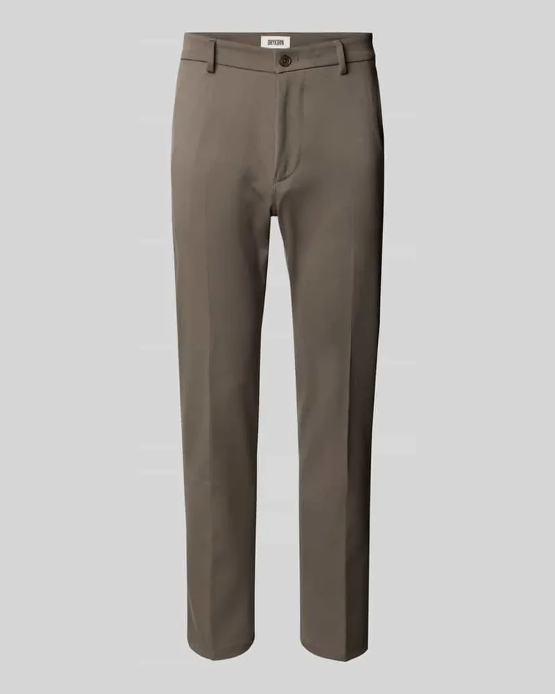 Drykorn Slim Fit Stoffhose mit Bügelfalten Modell 'Ajend Khaki