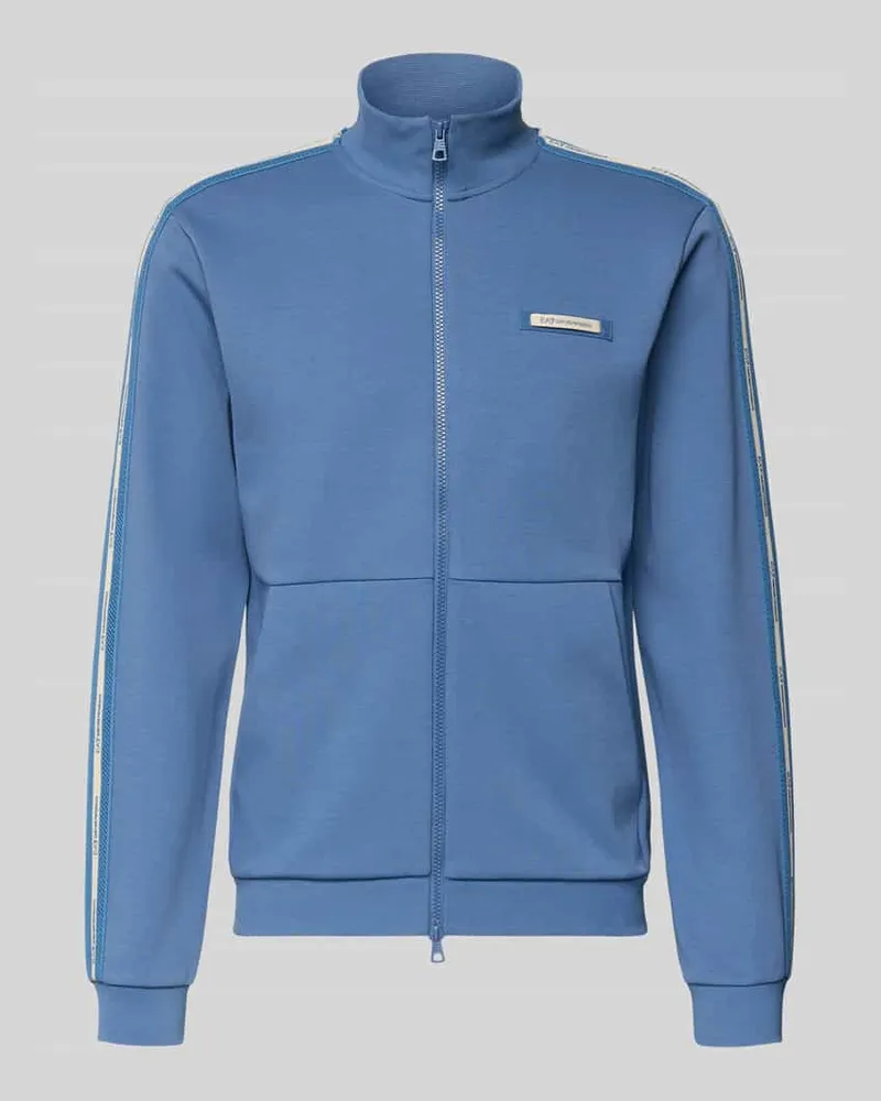 EA7 Sweatjacke aus Baumwoll-Mix Sky