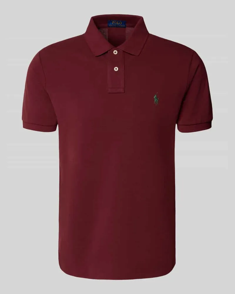 Ralph Lauren Custom Slim Fit Poloshirt mit Label-Stitching Bordeaux