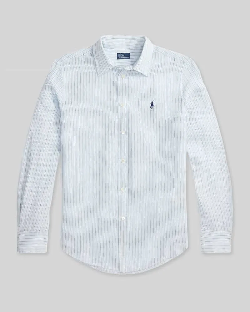 Ralph Lauren Hemdbluse aus reinem Leinen Hellblau