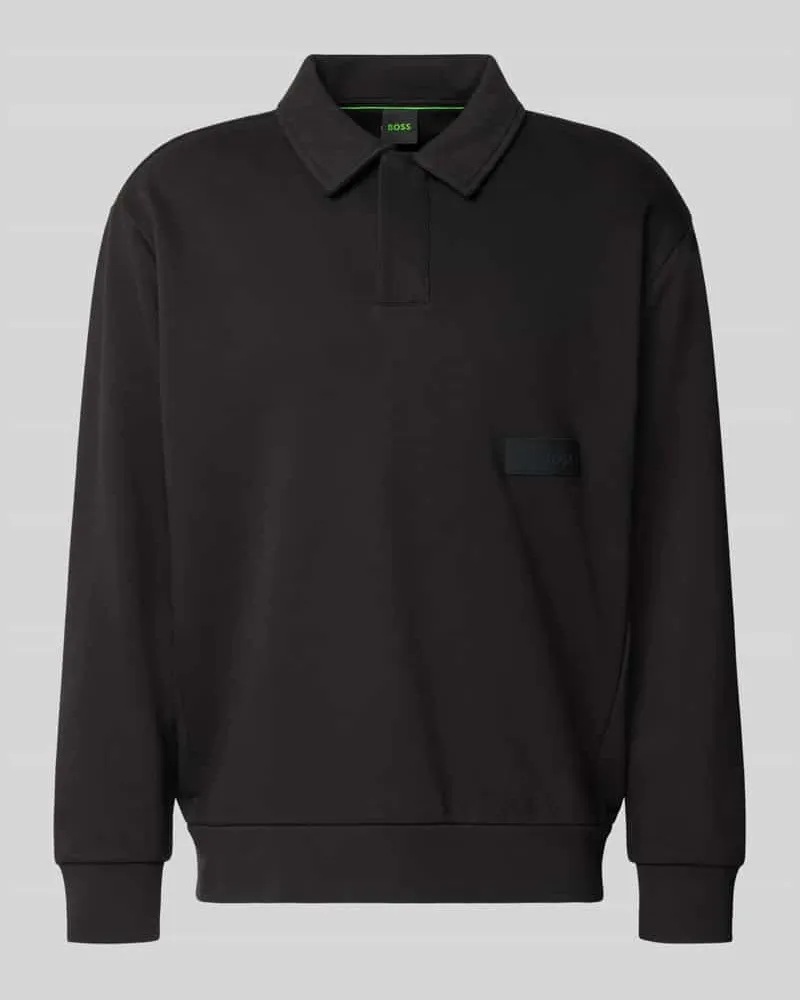 HUGO BOSS Relaxed Fit Sweatshirt aus Baumwoll-Mix Modell 'SW_Placket Polo Black