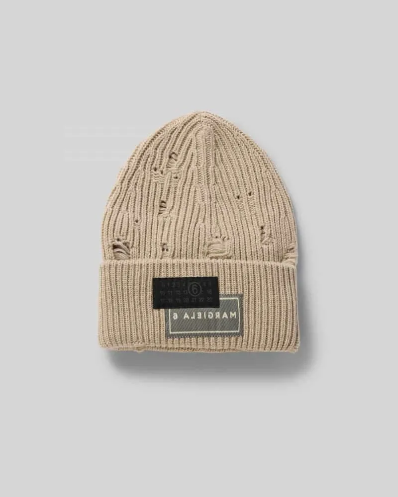 Maison Margiela Beanie in Strick-Optik Ecru