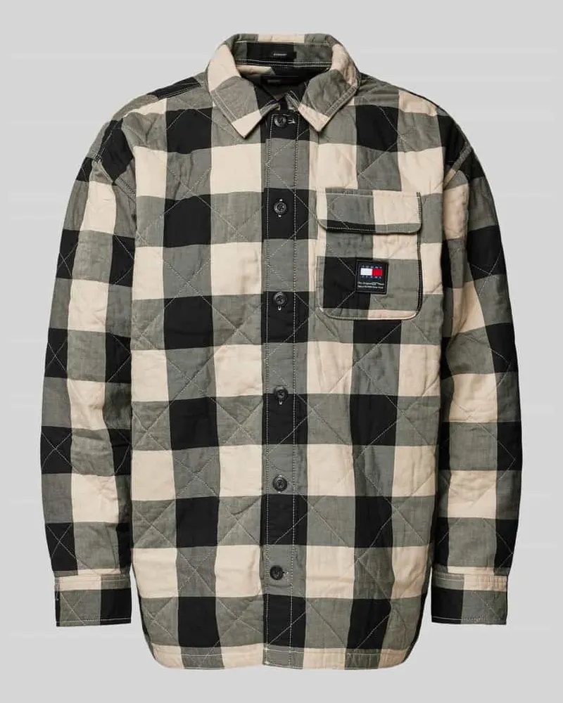 Tommy Hilfiger Regular Fit Hemdjacke mit Knopfleiste Modell 'CHECK Black