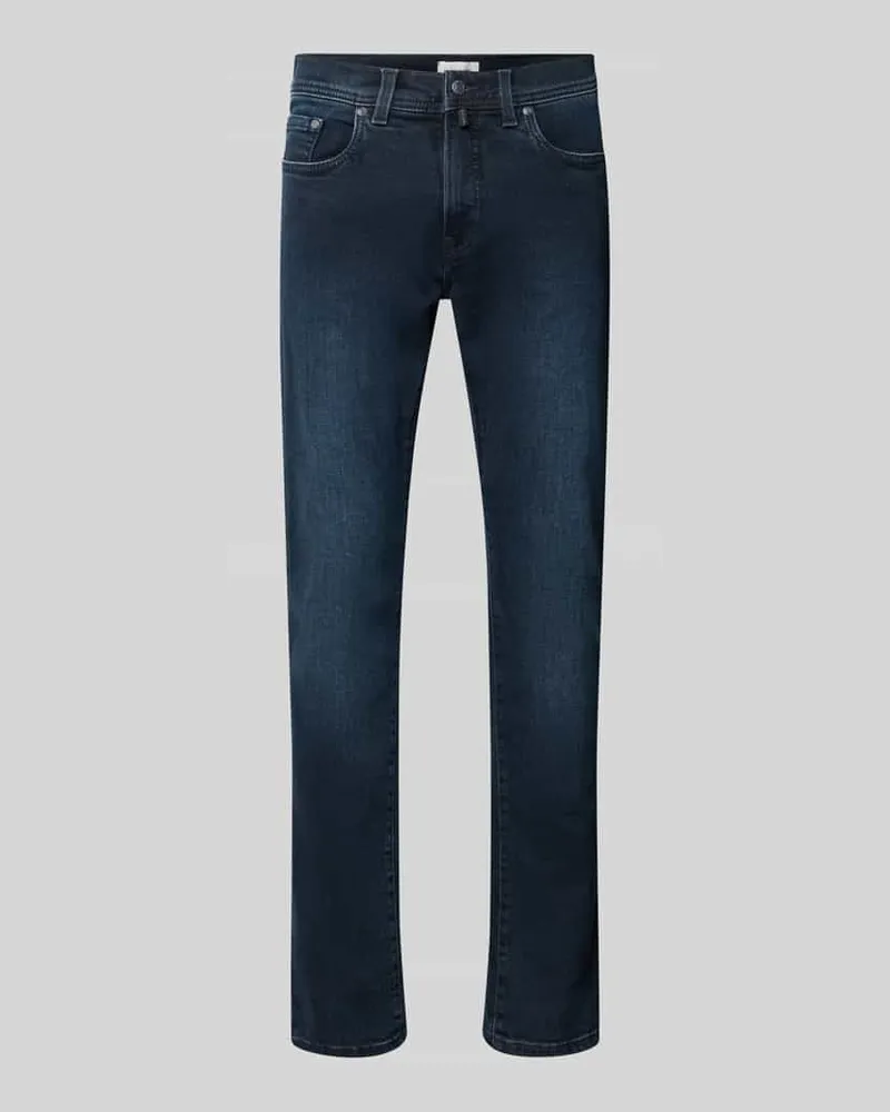 Pierre Cardin Straight Fit Jeans aus elastischem Baumwoll-Mix Modell 'Lyon Dunkelblau