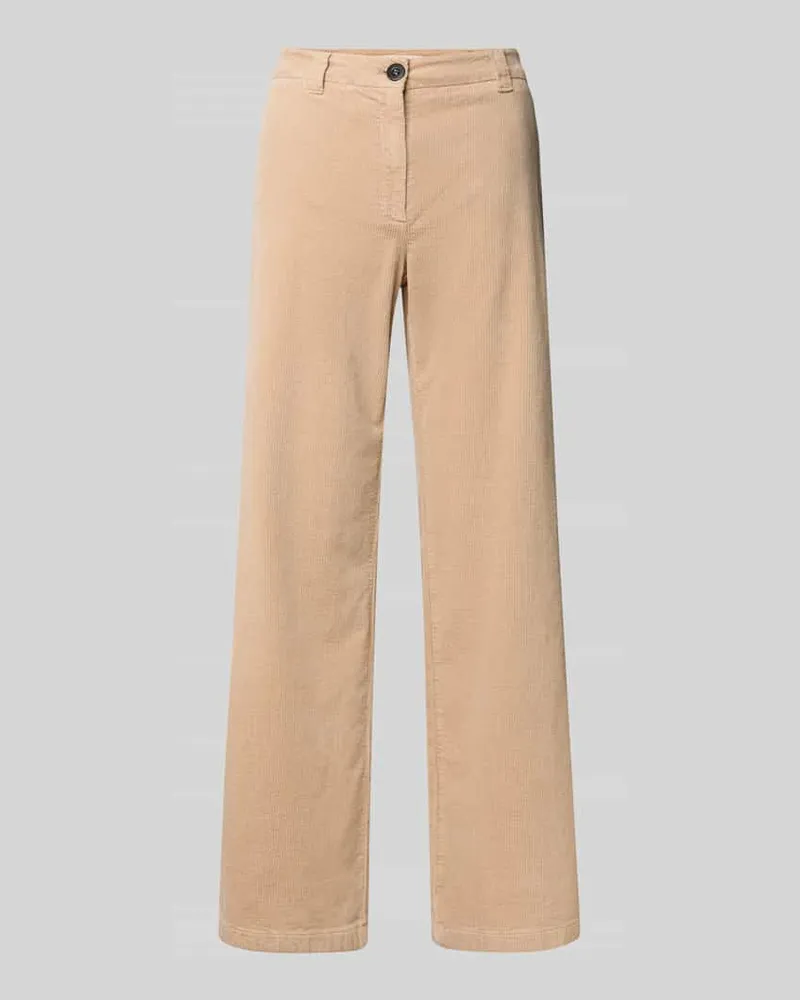 Lanius Wide Leg Cordhose mit Knopf- und Reißverschluss Modell 'MARLENE Beige