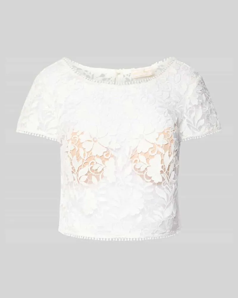 LUXUAR Relaxed Fit T-Shirt im semitransparentem Design Offwhite