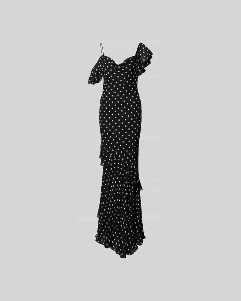 Self-Portrait Maxikleid aus reiner Viskose Black