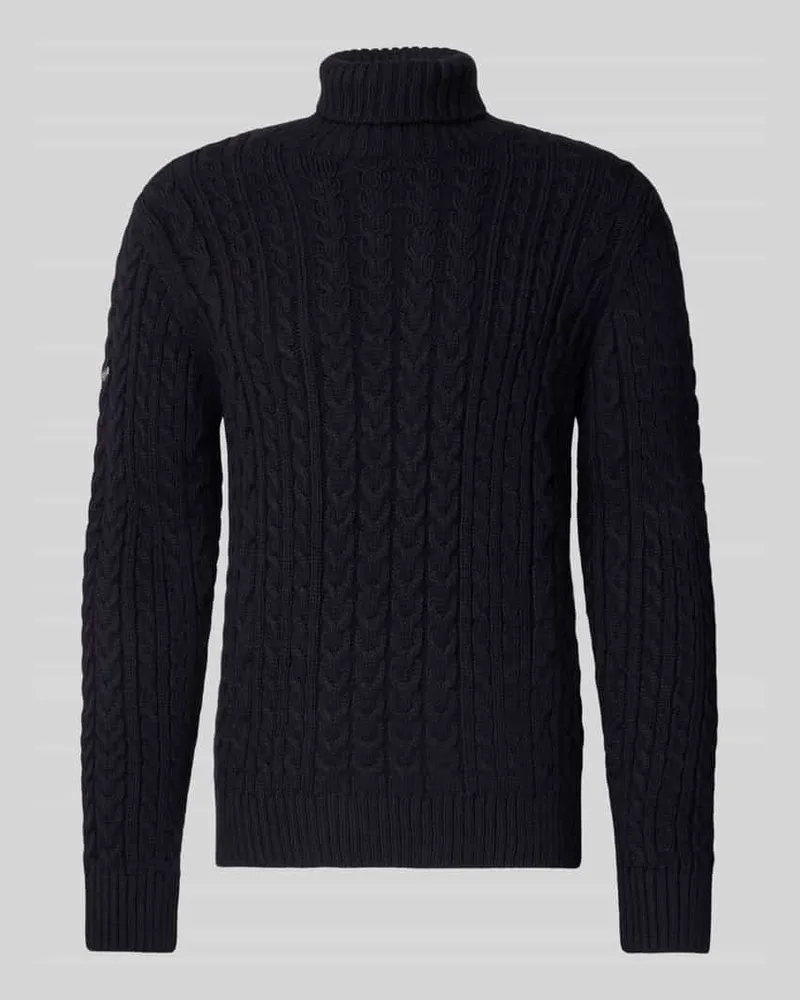 Superdry. Strickpullover mit Zopfmuster Modell 'Jacob Dunkelblau