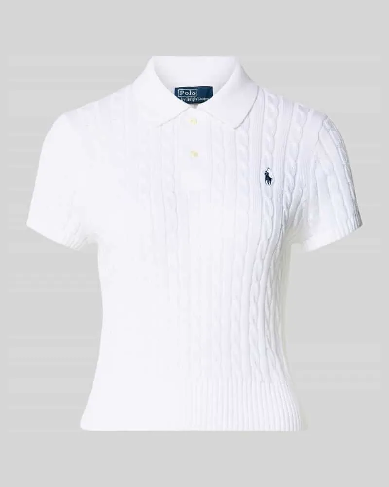 Ralph Lauren Regular Fit Strick-Poloshirt aus reiner Baumwolle Weiss