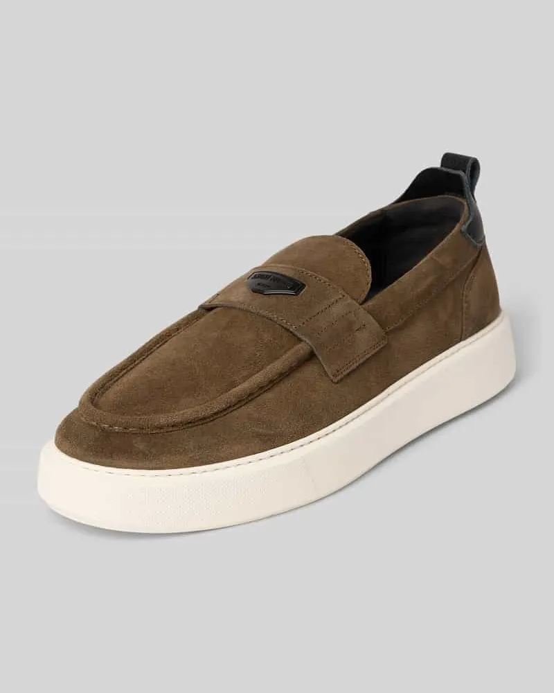 Antony Morato Loafers aus Leder mit Label-Patch Modell 'METAL ROWAN Taupe