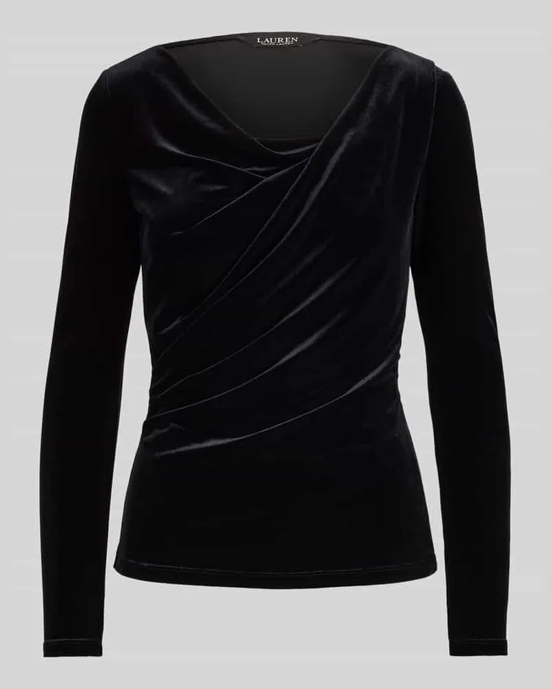 Ralph Lauren Slim Fit Pullover mit drapiertem Wasserfallausschnitt Black