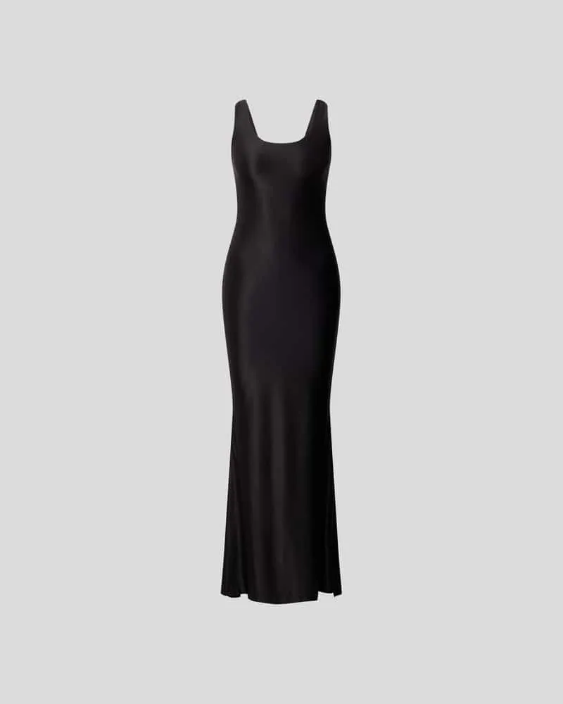 GAUGE81 Maxikleid mit U-Ausschnitt Black