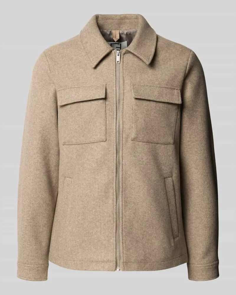 Casual Friday Regular Fit Hemdjacke mit Brusttaschen Modell 'MOBERG Taupe